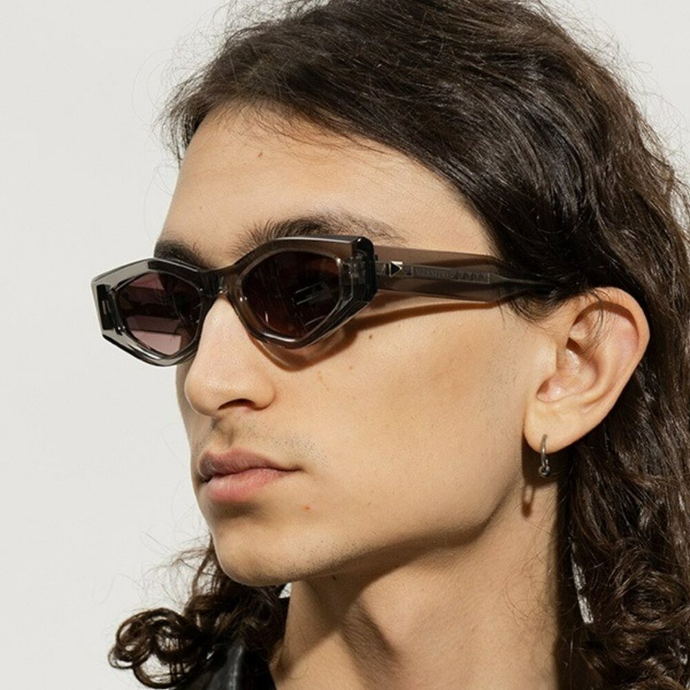 Valentino Men BRAND NEW Sunglasses Translucent Grey Rose Irregular V - TRE